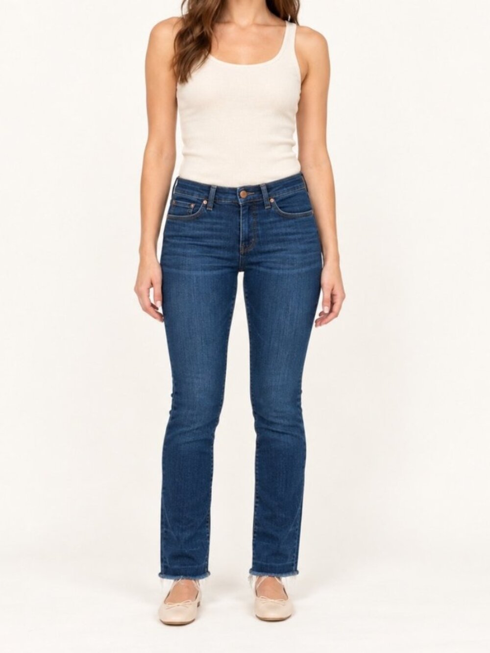 Madewell Cali Demi-Boot Jeans Size 30 Dark Wash Cropped Raw Hem